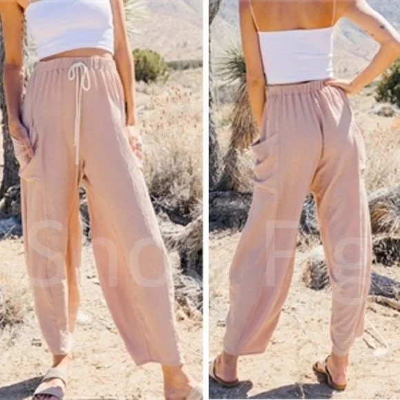 New Wide Leg Pocketed Harem Band Pants /  Jogger Casual Jeans Drawstring… - Picture 3 of 8